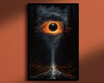 Watcher of the Abyss, Print on Canvas or Art Paper, Dark Academia, Dark Art, Gothic Decor, Halloween print, Gothic Victorian, Witchy Art