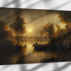 A hint of morning, Framed original landscape Oil Painting Print on Canvas in Decorative Floating Frame image 6