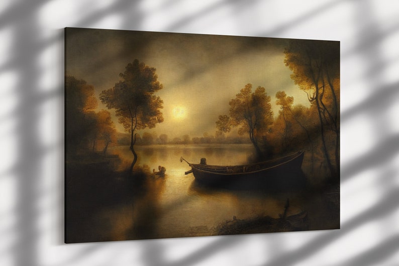 A hint of morning, Framed original landscape Oil Painting Print on Canvas in Decorative Floating Frame image 6