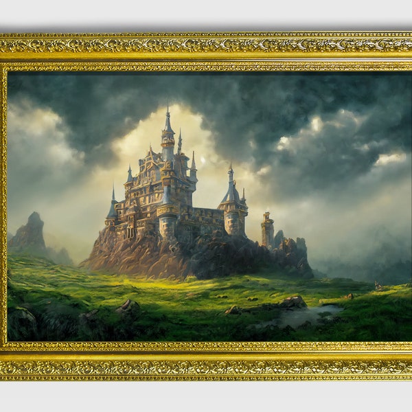 Height of an empire, Ornate framed original landscape Oil Painting Print on Fine Art Paper in Ornate Gold or Bronze Frame