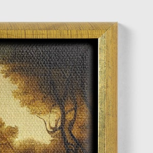 A hint of morning, Framed original landscape Oil Painting Print on Canvas in Decorative Floating Frame Decorative gold