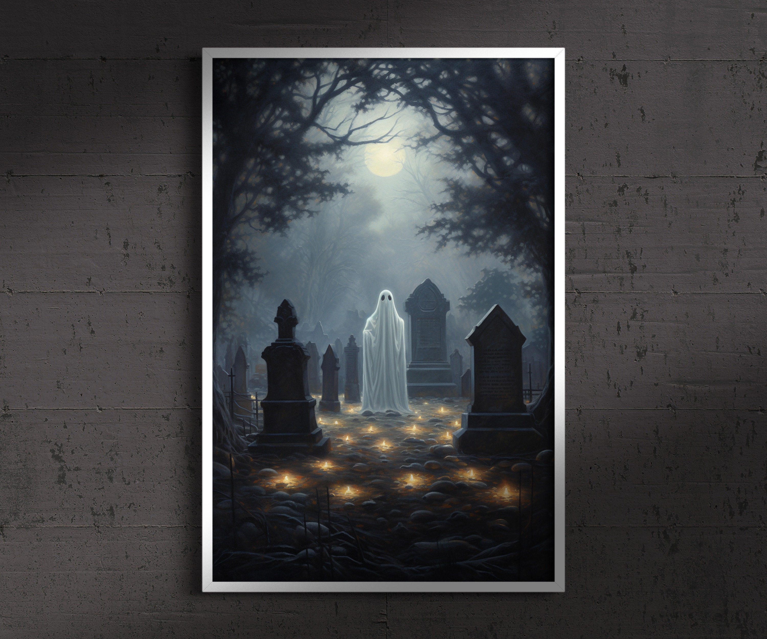 Cemetery Ridge Poster Ghost in Moonlit Cemetery Vintage Poster Art Poster Print - Etsy