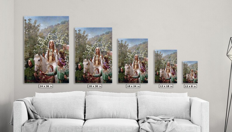 Drottning Guinevres majstavelse (John Collier), Medeltida konst, Kungliga porträtt, Historisk dekor, Konsttryck, Arthuriansk konst, Medeltida dekor bild 9