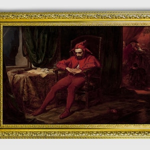 Stańczyk - Court Jester (Jan Matejko 1862), Romanticism painting, Framed Print in Vintage Gold or Bronze Frame, Wall Poster, Wall Art Print