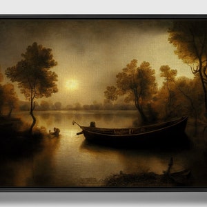A hint of morning, Framed original landscape Oil Painting Print on Canvas in Decorative Floating Frame image 4