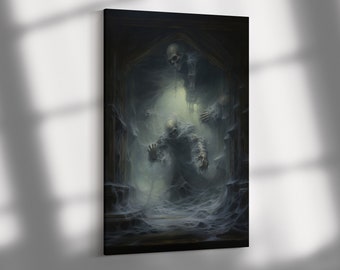 Trapped Soul, Print on Canvas or Art Paper, Dark Academia, Dark Art, Gothic Decor, Halloween print, Gothic Victorian, Witchy Art, Ghost