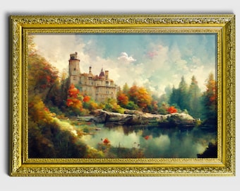 Quiet land, Ornate framed original landscape Oil Painting Print on Fine Art Paper in Ornate Gold or Bronze Frame