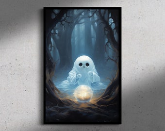 Fortune Teller Ghost, Oil Painting Fine art Print, Art Poster Print, Dark Academia, Ghost Art, Gothic Home Decor, Cottagecore
