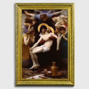 Pieta autorstwa Williama Bouguereau, Fine Art Print, Klasyczna sztuka, Malarstwo religijne, Klasyczne arcydzieło, Boże Miłosierdzie, Sztuka religijna