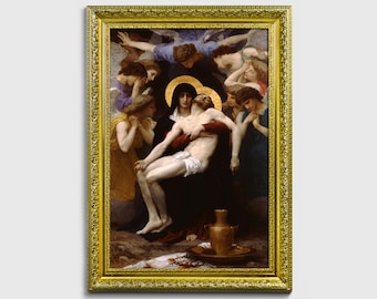 Pieta by William Bouguereau, Fine Art Print, Classic Art, Religious painting, Classic Masterpiece, Divine Mercy, Religious art