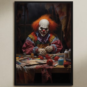 The Clown’s Den, Ölgemälde Kunstdruck auf Leinwand, Scary Clown Print, Dark Academia, Clown Art, Witchy Decor, Gothic Home Decor