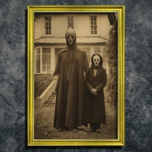 The Masked House, vintage fotografie, Art Poster Print, Dark Academia, Gothic Home Decor, Halloween, Gothic occulte poster, hekserij