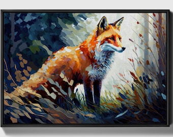 Crimson Wanderer, Framed Original Oil Painting Print on Canvas in Floating Frame