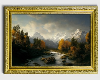 A lush place, Ornate framed original landscape Oil Painting Print on Fine Art Paper in Ornate Gold or Bronze Frame