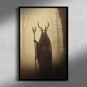 Forest Necromancer, Vintage photography Art Style Print, Dark Academia, Gothic Home Decor, Gothic Occult Poster, Witchcraft, Skull