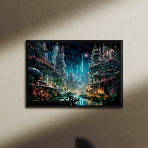 Dystopian Future City, Print on Canvas or Fine Art Paper, cool living room art, Dystopian City, Future City Print, Sci-Fi
