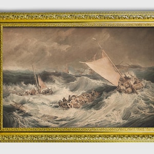Il naufragio J.M.W. Turner, riproduzione di carta d'arte, pittura del romanticismo inglese d'arte classica, stampa su carta d'arte incorniciata