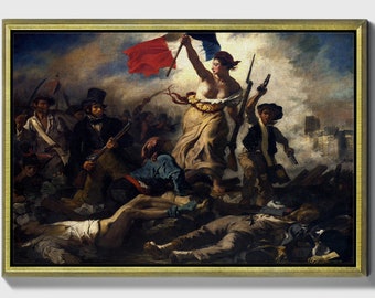 Freiheit führt das Volk (Eugène Delacroix 1830), Leinwand Kunst Reproduktion, Klassische Kunst Französische Romantik Malerei