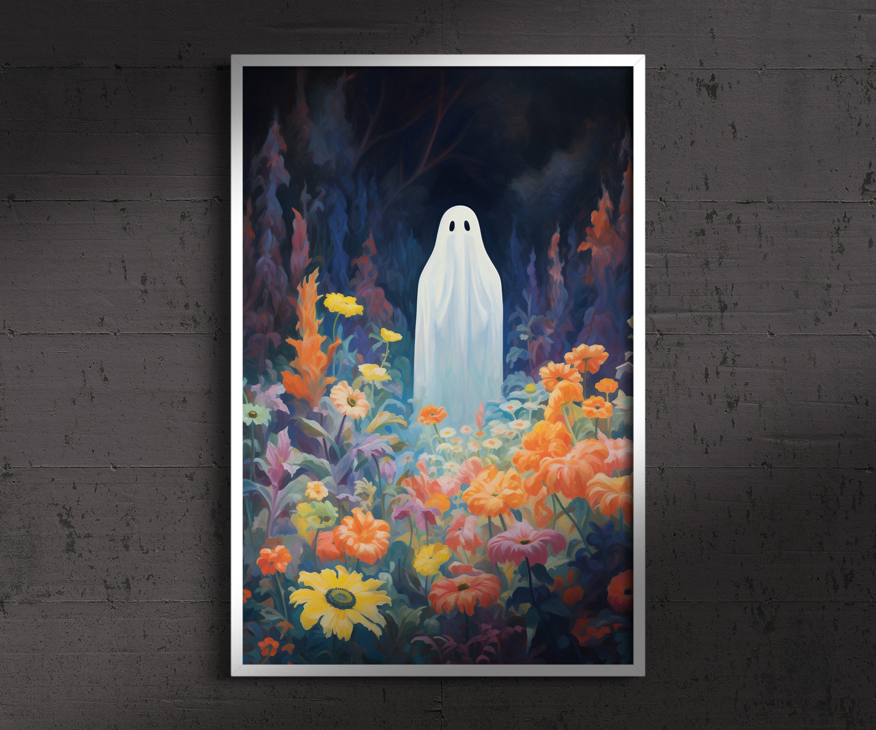 Ghost in Field of Flowers, Vintage Poster, Art Poster Print, Dark ...