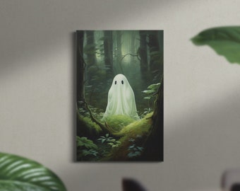 Geist im grünen Wald, Ölmalerei Stil Kunstdruck auf Leinwand, Dark Academia, Geist Kunst, Gothic Victorian, Cottagecore, Süßer Geist