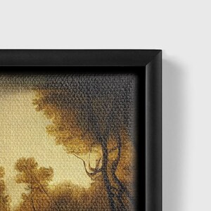 A hint of morning, Framed original landscape Oil Painting Print on Canvas in Decorative Floating Frame Modern black