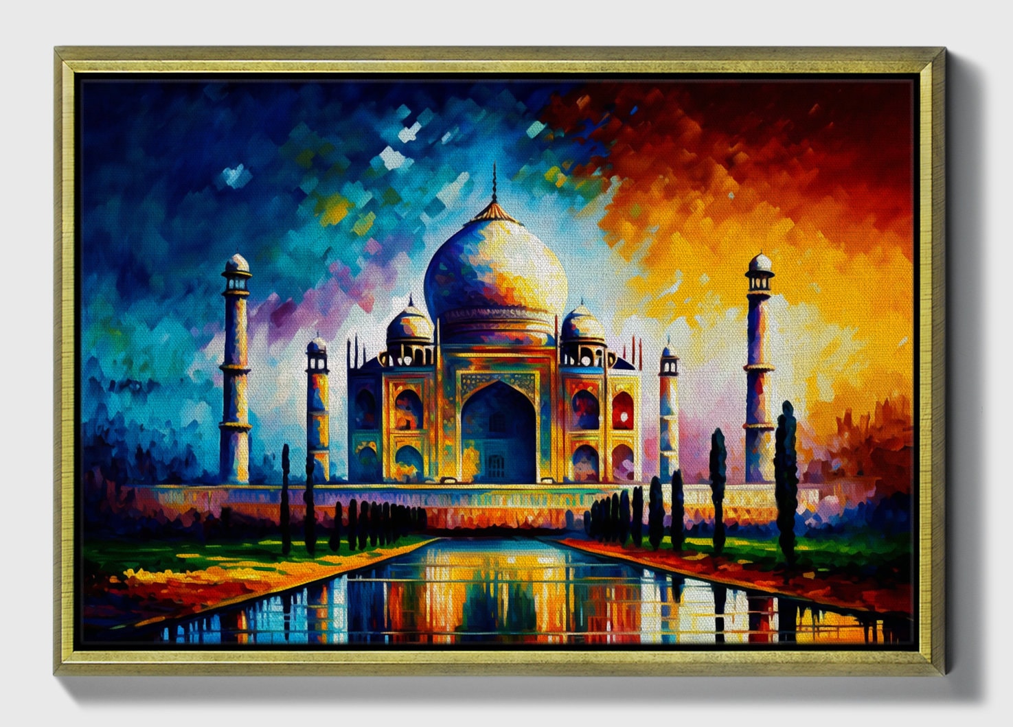 Taj Mahal Canvas Picture, Format: 100 X 70 Cm, Stretched Canvas Picture, Giant XXL Pictures Complete And Ready Framed With Stretcher Frame, Art Print On Wall Picture With Frame, Cheaper Than A