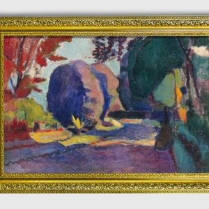 Luxembourg Gardens, Abstract Wall Art, Expressionism Art, Framed Print in Vintage Gold or Bronze Frame, Wall Poster, Wall Art Print