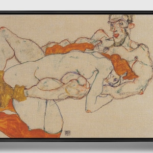 Liebespaar | Lovers Egon Schiele 1913, Canvas Art Reproduction, Abstract Wall Art, Modern Art Painting, Expressionism Art, Egon Schiele
