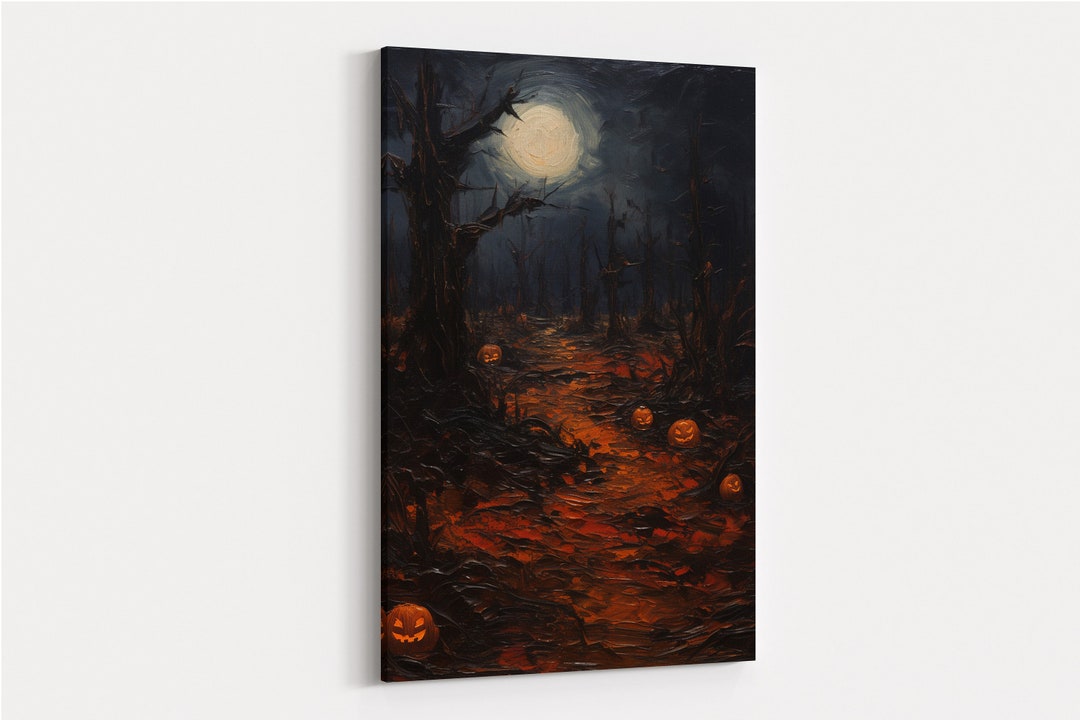 Jack O Lantern Grove, Oil Painting Art Print, Poster Print, Dark ...