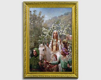 Maying de la reina Ginebra (John Collier), Arte medieval, Retrato real, Decoración histórica, Impresión de bellas artes, Arte artúrico, Decoración medieval