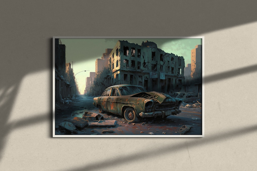 Abandoned City, Ornate Framed Original Cityscape Fine Art Print in ...