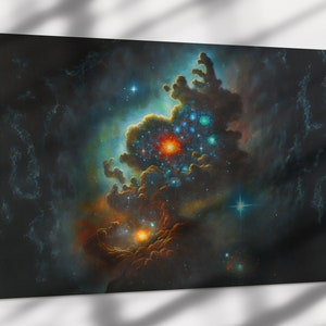 Nebula Framed Oil Painting Print on Canvas | Unique Canvas art | Celestial Wall Art | Framed Canvas Art | Space Print