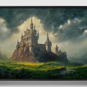 Height of an empire, Framed original landscape Oil Painting Print on Canvas in Decorative Floating frame