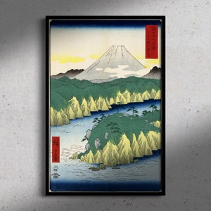 Sjö i Hakone (Hiroshige), Trettiosex vyer över berget Fuji, Japansk träsnittskonst, Traditionell japansk konst, Konsttryck, Naturscen,