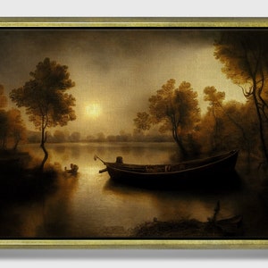 A hint of morning, Framed original landscape Oil Painting Print on Canvas in Decorative Floating Frame image 2
