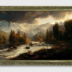 Defiant Shadow, Ornate framed original landscape Oil Painting Print on Fine Art Paper in Ornate Gold or Bronze Frame