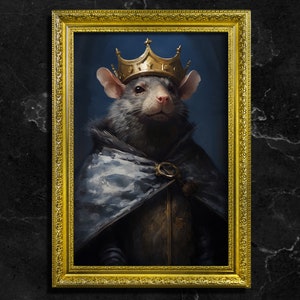 Rat Royalty, Oil Painting Fine art Print, Art Poster Print, Home Decor, Animal Lover Gift, Classic Art, Rat Portrait, Animal Poster