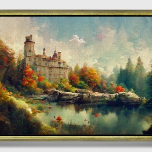 Quiet Land, Framed original landscape Oil Painting Print on Canvas in Floating Frame