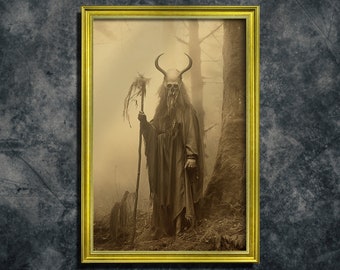 Druid of the Forest, Vintage photography Art Style Poster Print, Dark Academia, Gothic Home Decor, Gothic Occult Poster, Witchcraft, Skull