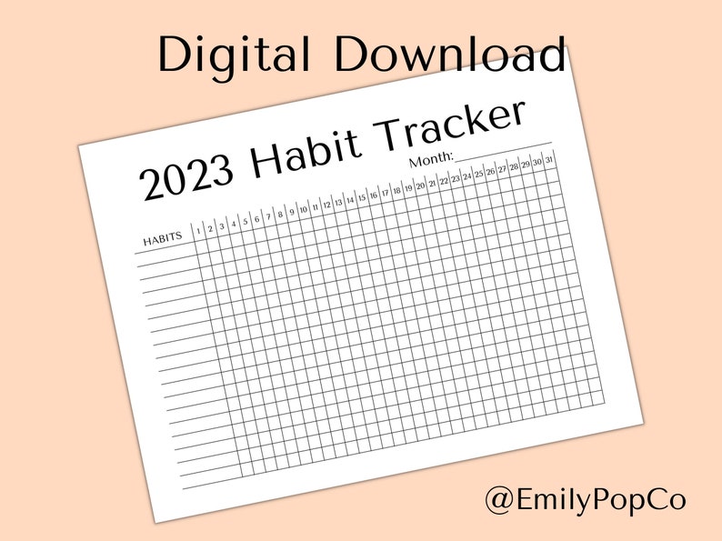 Printable Monthly Habit Tracker Digital Download A5 Letter - Etsy