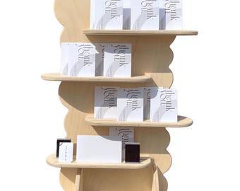 4-Tier Slottie Collapsible Stand, Slotted Dual-Angle Display Shelf for Cards & Handmade Goods at Tabletop Popup Market Booths Display Stand