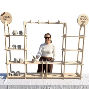 Framely Collapsible Stand, Vendor Booth Setup, Checkout Station With Shelves, Portable Vendor Display, Checkout Counter, Serving Station