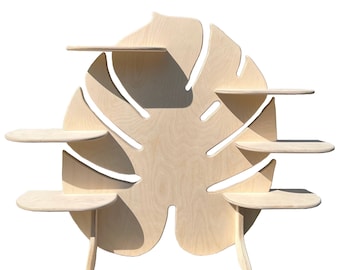 Monstera Perforated Leaf Collapsible Stand, Booth Seller Display, Popup Market Display, Vendor Shelves, Portable Tiered Wood Display