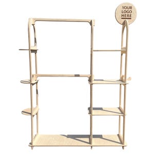Longer Clothy Collapsible Stand, Craft Fair Display, Freestanding Shelf, Boutique Shelf Display, Ground Display Stand, Portable Wood Stand