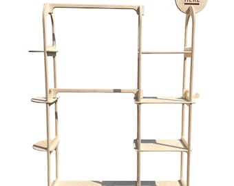 Longer Clothy Collapsible Stand, Craft Fair Display, Freestanding Shelf, Boutique Shelf Display, Ground Display Stand, Portable Wood Stand