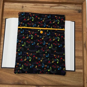 Large Padded Book Sleeve, Music Notes Book Cover