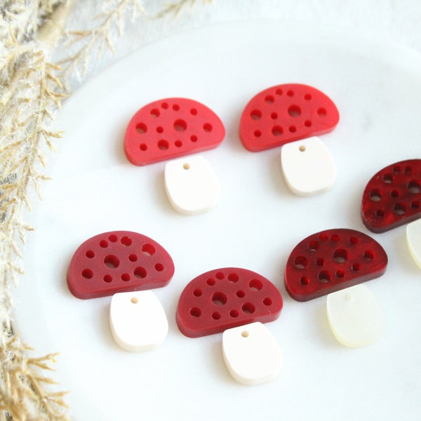Mini Mushroom Acrylic Earring Blanks Acrylic Mushroom earring Making Charm 3 Pairs Petite Charms for Hoops Red Mushrooms Acrylic Pieces