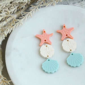 Beach Seashell Acrylic Earring Charms Summer Beach Theme Seashell Sand Dollar and Starfish Acrylic Charm Earring Blanks image 5