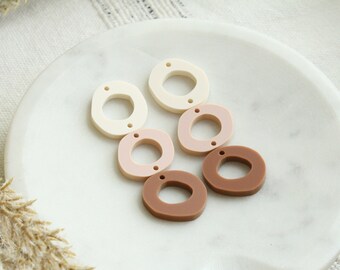 Boho Terra Cotta and Blush Organic Circle Stacked Acrylic Circle Earring Making Findings Acrylic Connectors Rust Acrylic Circles 3 Pairs