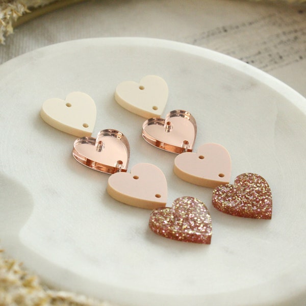 Valentine’s Blush Heart Stack Acrylic Earring Blanks Earring Making Connectors Valentine’s Heart Earring Making Supplies 3 Pairs